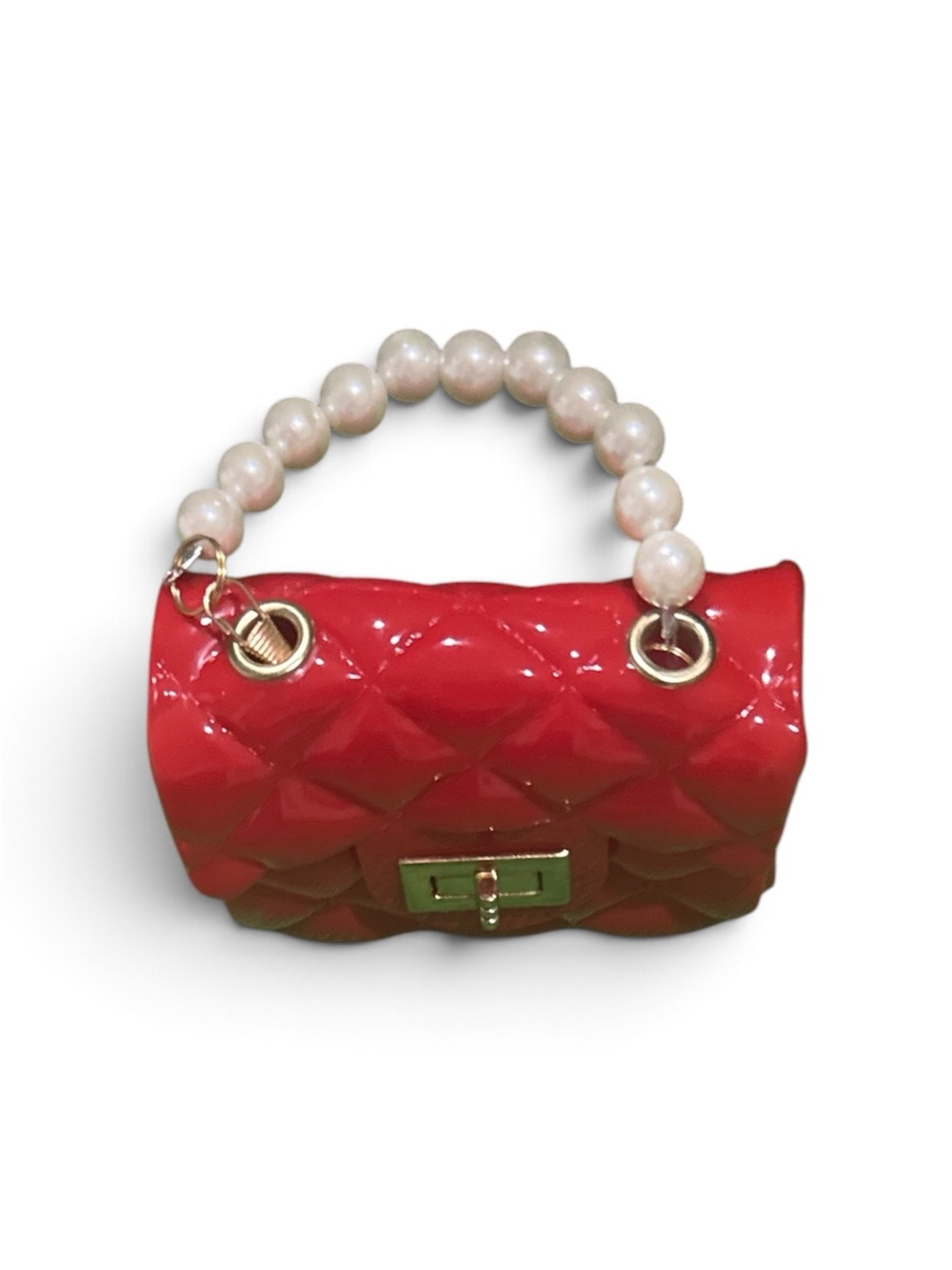 Pearl-Handle Quilted Mini Bag in Red